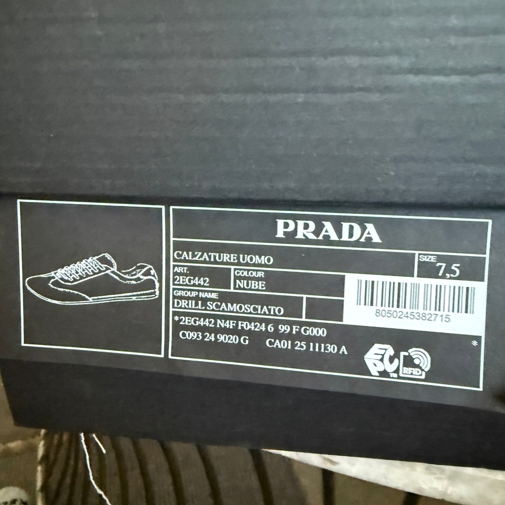 Prada Milano 2EG442 Men Grey Suede Fabric Low Top Sneakers Trainers Sz UK 7.5 - Picture 12 of 15